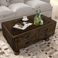 Rectangle Living Room Coffee Table Set, 3 Piece Solid Wood Living Room Table Set, 1 Coffee Table And 2 End Table, Wood Center Table Tea Table Set With Rivet Decoration Legs.Easy Assembly, Espresso Espresso Pine