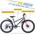 Mountain Bike For Girls And Boys Mountain 24 Inch Shimano 7 Speed Bike Grey Steel