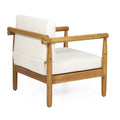 Bonsallo Club Chair Cream Brown Acacia Wood