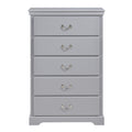 Classic Traditional 1Pc Chest Of 5 Drawers Gray Finish Bedroom Furniture Wooden Gray Wood