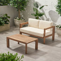 Genser Seat & Coffee Table Beige Brown Acacia Wood