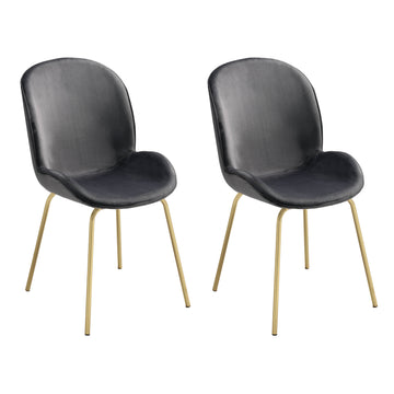 Grey And Gold Solid Back Side Chairs Set Of 2 Grey Gold Dining Room Modern Set Of 2 Fabric Metal