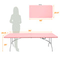 8Ft Pink Folding Table, Portable Plastic Table For Camping, Picnics, Parties, High Load Bearing Foldable Table Pink Garden & Outdoor Iron Plastic