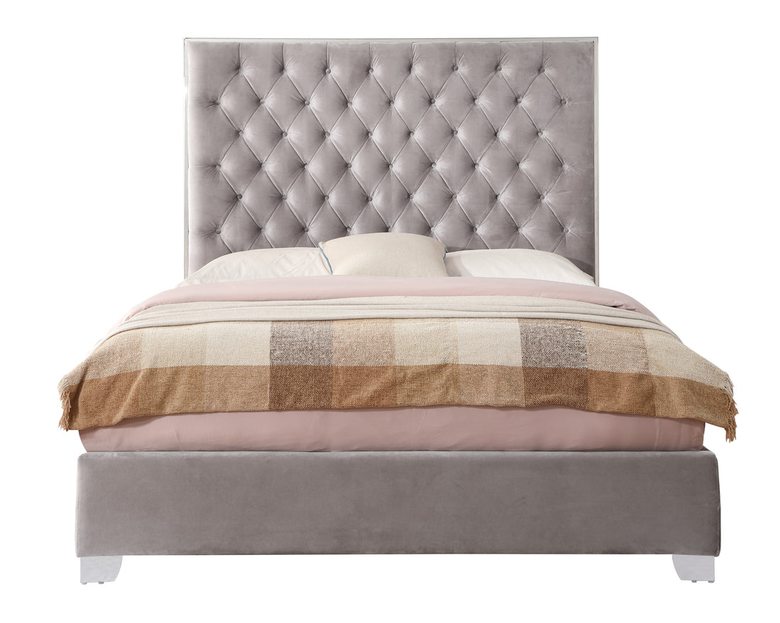 Artet Gray Queen Upholstered Bed Queen Gray Foam Solid Wood