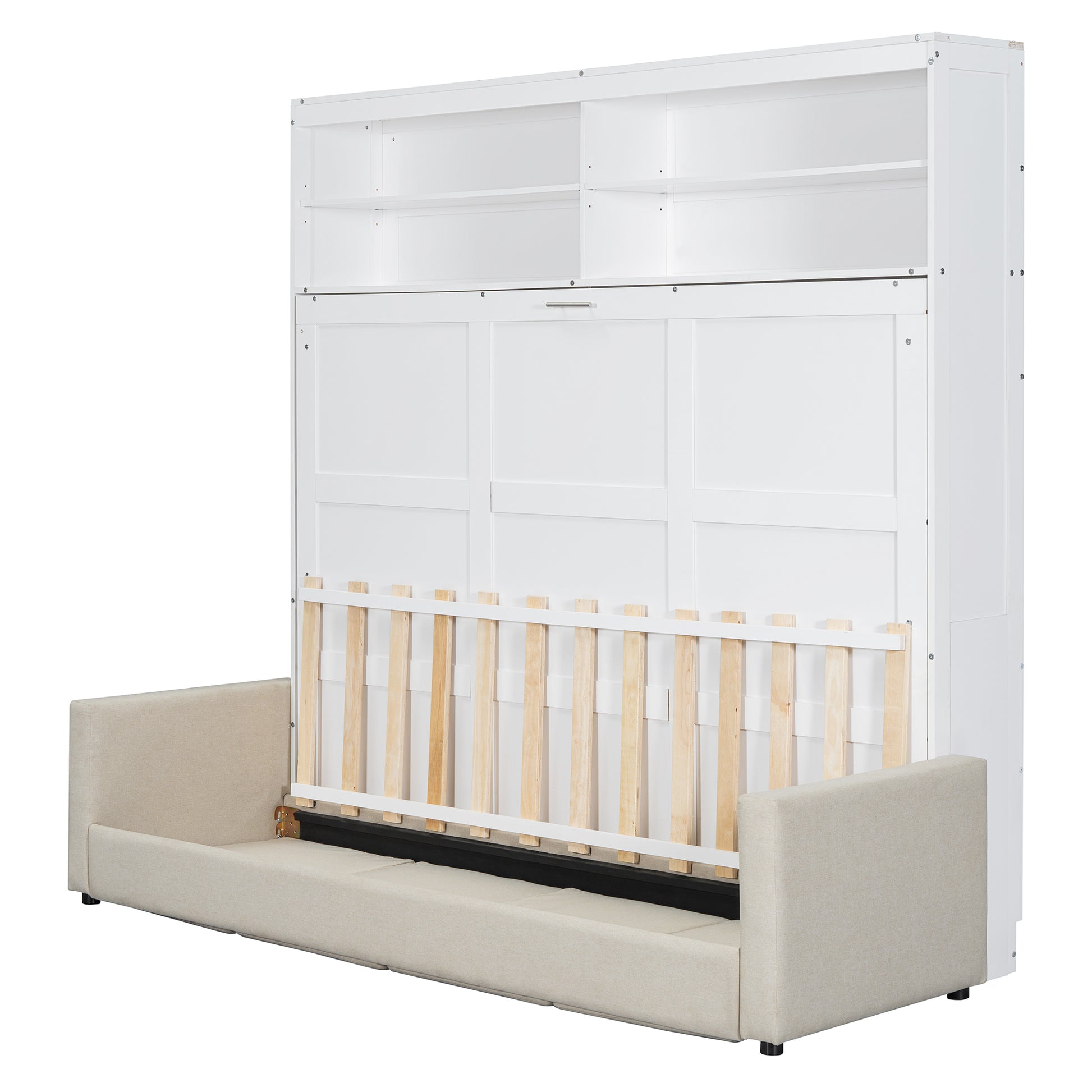 Queen Size Murphy Bed Wall Bed With Sofa,White Queen White Mdf Lvl