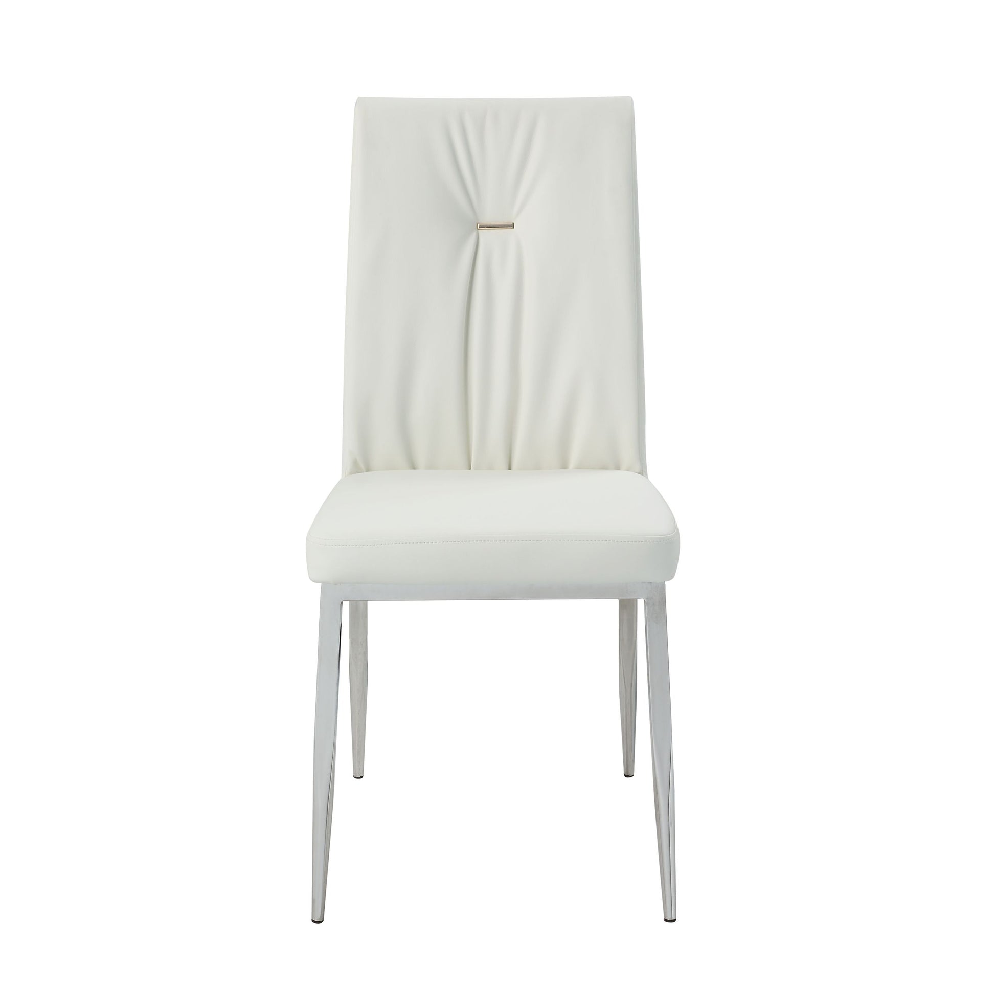 Kamaile Side Chair Set 2 , Beige Synthetic Leather & Chrome Finish Dn02134 Beige Mdf Metal