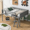 Full Size Wood Low Loft Bed With Ladder, Ladder Can Be Placed On The Left Or Right, Gray Old Sku:Gx000366Aae Box Spring Not Required Full Gray Wood Bedroom Solid Wood Mdf