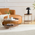 2 Piece Modern 2 Tier Round Coffee Table Set For Living Room,Easy Assembly Nesting Coffee Tables, End Side Tables For Bedroom Office Balcony Yard,Walnut Mdf Walnut Mdf Metal
