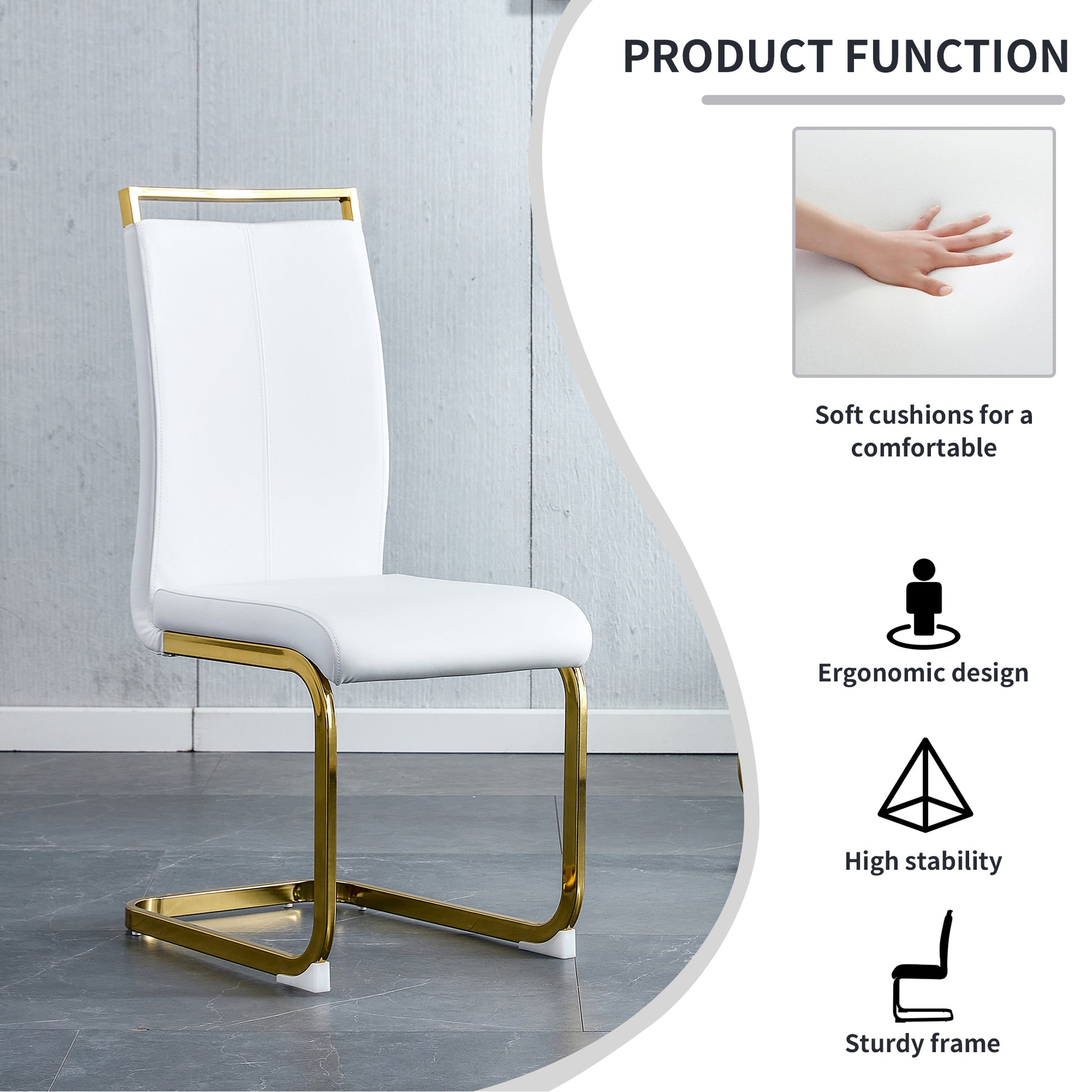 Table And Chair Set. Modern Dining Table With Mdf Top And Beautiful Mdf Legs. Equipped With Comfortable Pu Chairs And Metal Legs. Suitable For A Wide Range Of Decorative Styles. Black,White Seats 4 Mdf