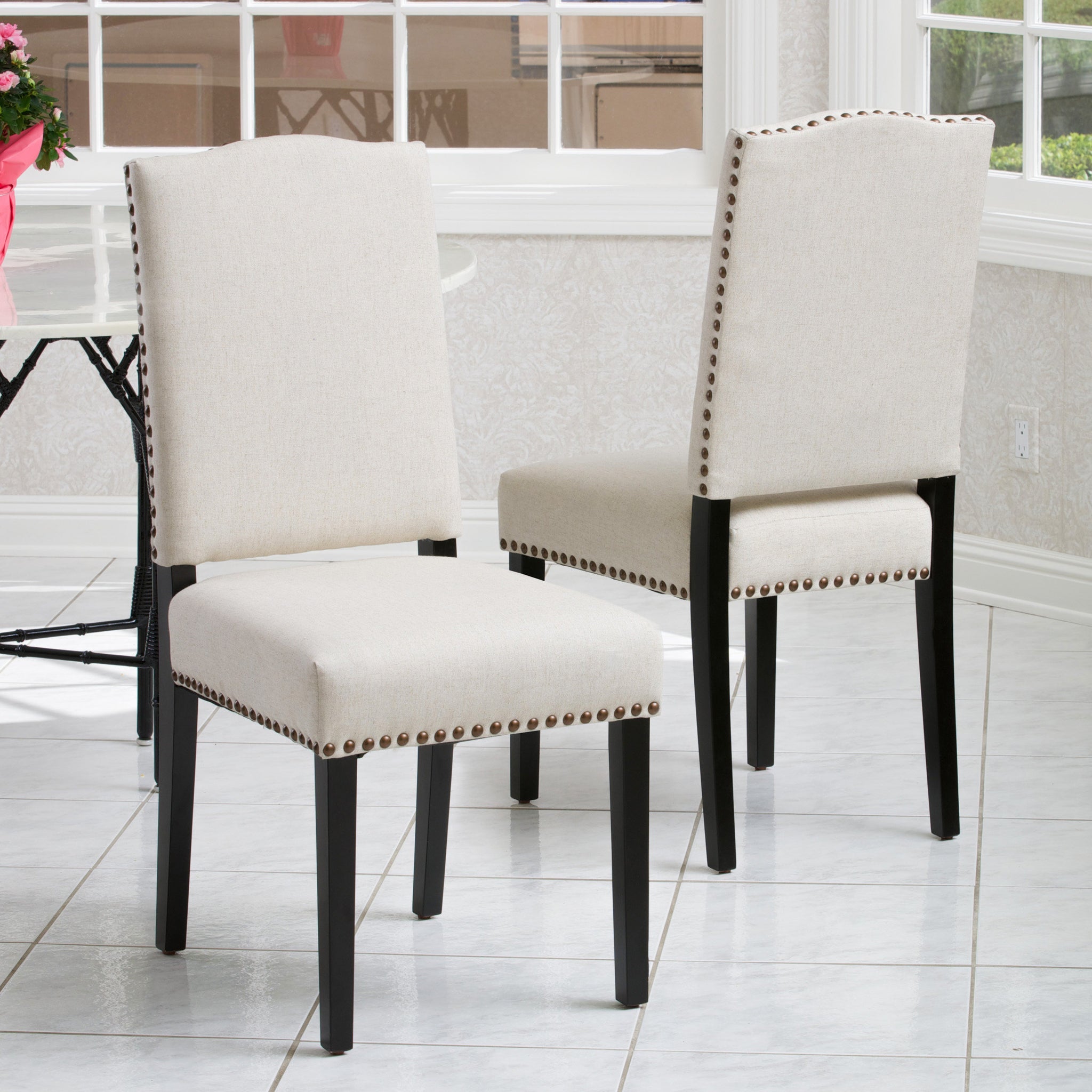 Madison Kd Stud Dining Chair Beige Fabric