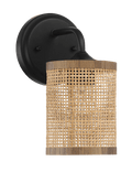 Reef Single Lights Wall Sconce With Natural Rattan Shade Rustic Wicker Wall Light Black,Rattan Metal,Rattan