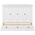 Solid Pine Murphy Bed Chest Cube Cabinet Bed With Charging Station And Large Storage Drawer For Home Office Or Small Room,Full,White Box Spring Not Required Full White Wood White Pine Murphy Solid Wood Mdf