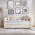 Daybed With Trundle Upholstered Tufted Sofa Bed, Twin Size, Boucle Fabric, Beige 83