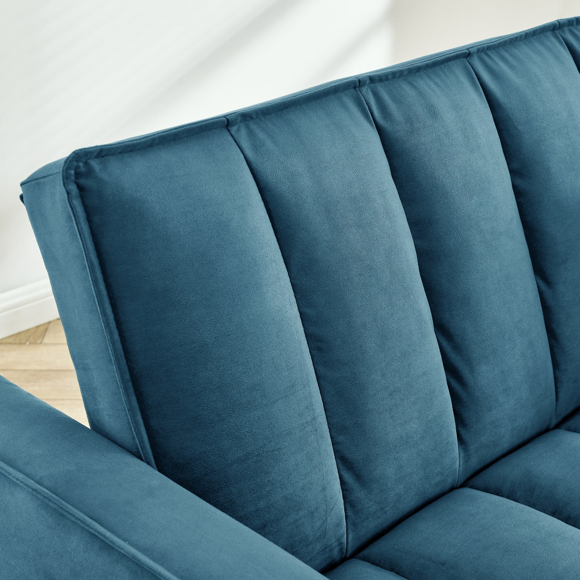 Modern Velvet Seat Sofa Couch Pull Out Bed,3 In One Convertible For Living Room Sofa Bed,Blue Blue Velvet Primary Living Space Cushion Back Medium Soft Medium Duty American Design Pillow Top Arms Foam Velvet 2 Seat