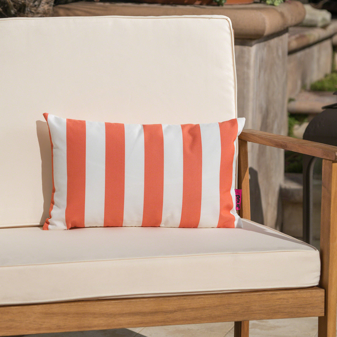 Coronado Stripe Rectangular Pillow Orange Fabric