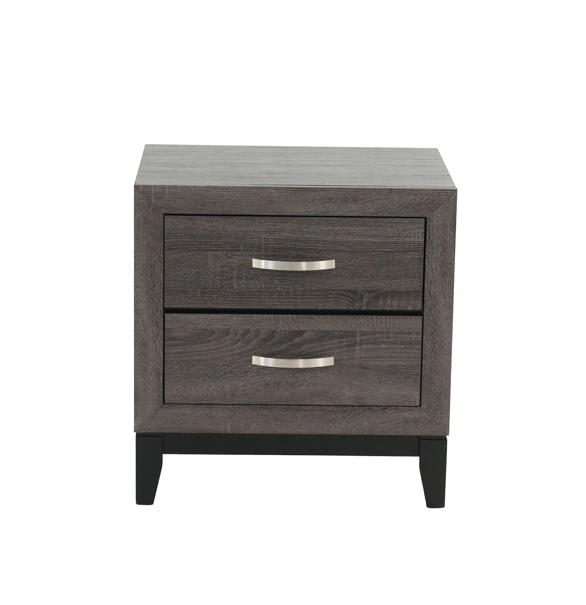 Bedroom Furniture Rustic Grey Oak Simple 1Pc Nightstand 2 Drawers Bed Side Table Solidwood Gray 2 Drawers Bedroom Bedside Cabinet Modern,Transitional Pine Drawers Particle Board Mdf,Solid Wood