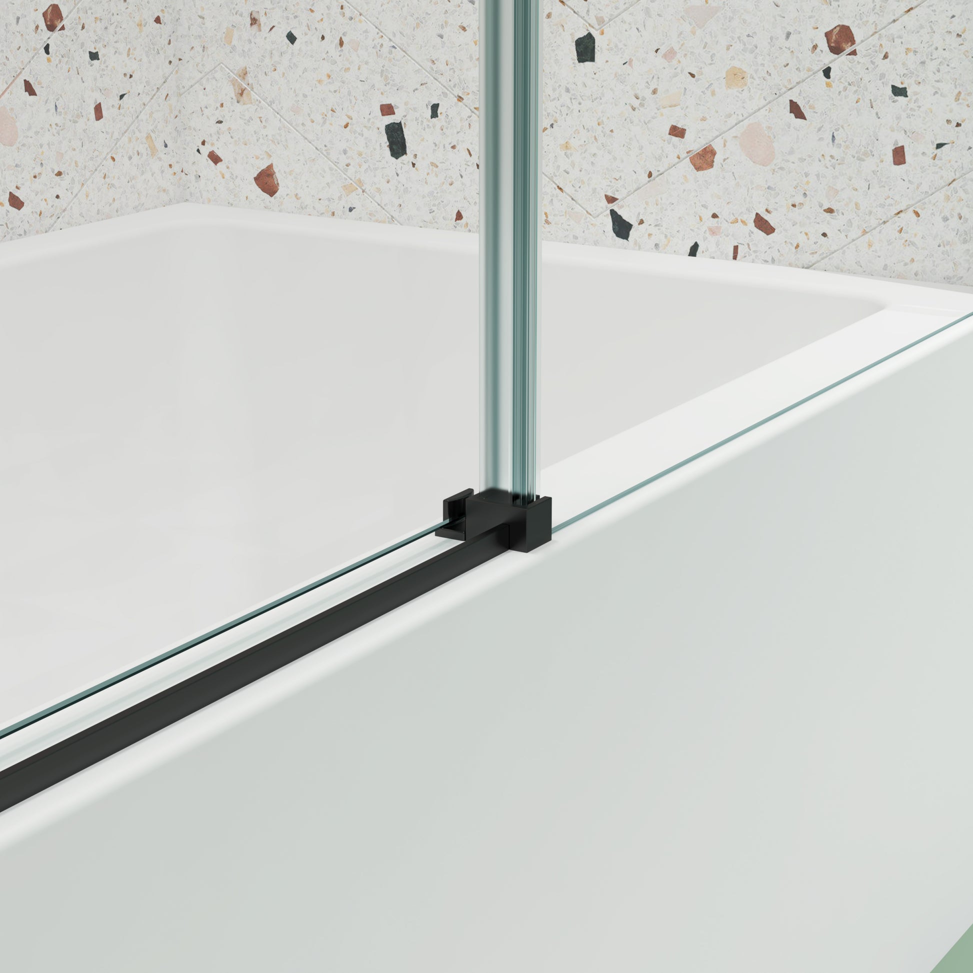 Bathtub Shower Door, Sliding Door, With 5 16" Tempered Glass And Matted Black Finish 6058 Matte Black Aluminium Alloy