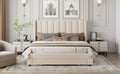 Queen Size Storage Bed Velvet Upholstered Platform Bed With A Big Drawer Beige Old Sku:Wf296854Aaa Queen Beige Velvet