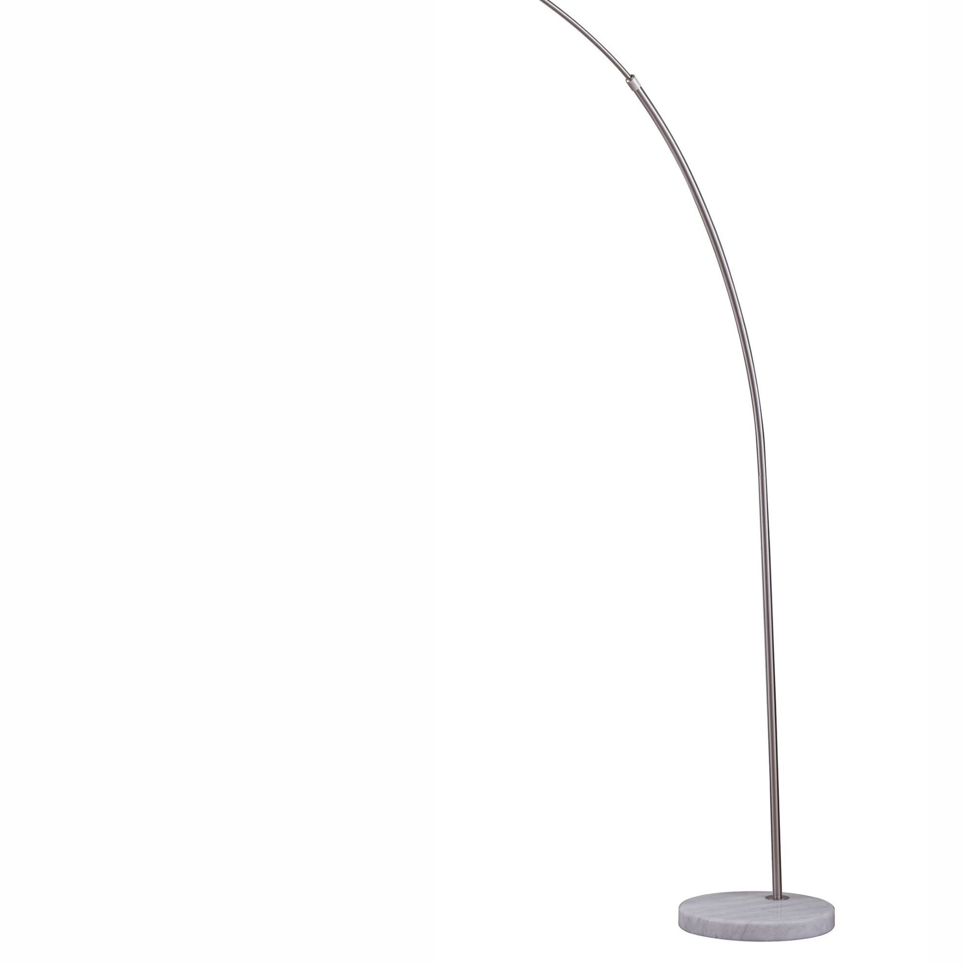 86" Tall Metal Floor Arc Lamp "Allegro", White And Brushed Silver Multicolor Metal