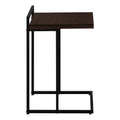 Accent Table, C Shaped, End, Side, Snack, Living Room, Bedroom, Brown Laminate, Black Metal, Contemporary, Modern Espresso Particle Board