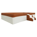 Twin Size Upholstered Daybed Frame With Fence And Stairs, Brown White Twin Brown White Mdf Lvl