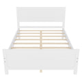 Wood Platform Bed Frame With Headboard, Mattress Foundation With Wood Slat Support, No Box Spring Needed, Full Size, White Box Spring Not Required Full White Wood Solid Wood Mdf