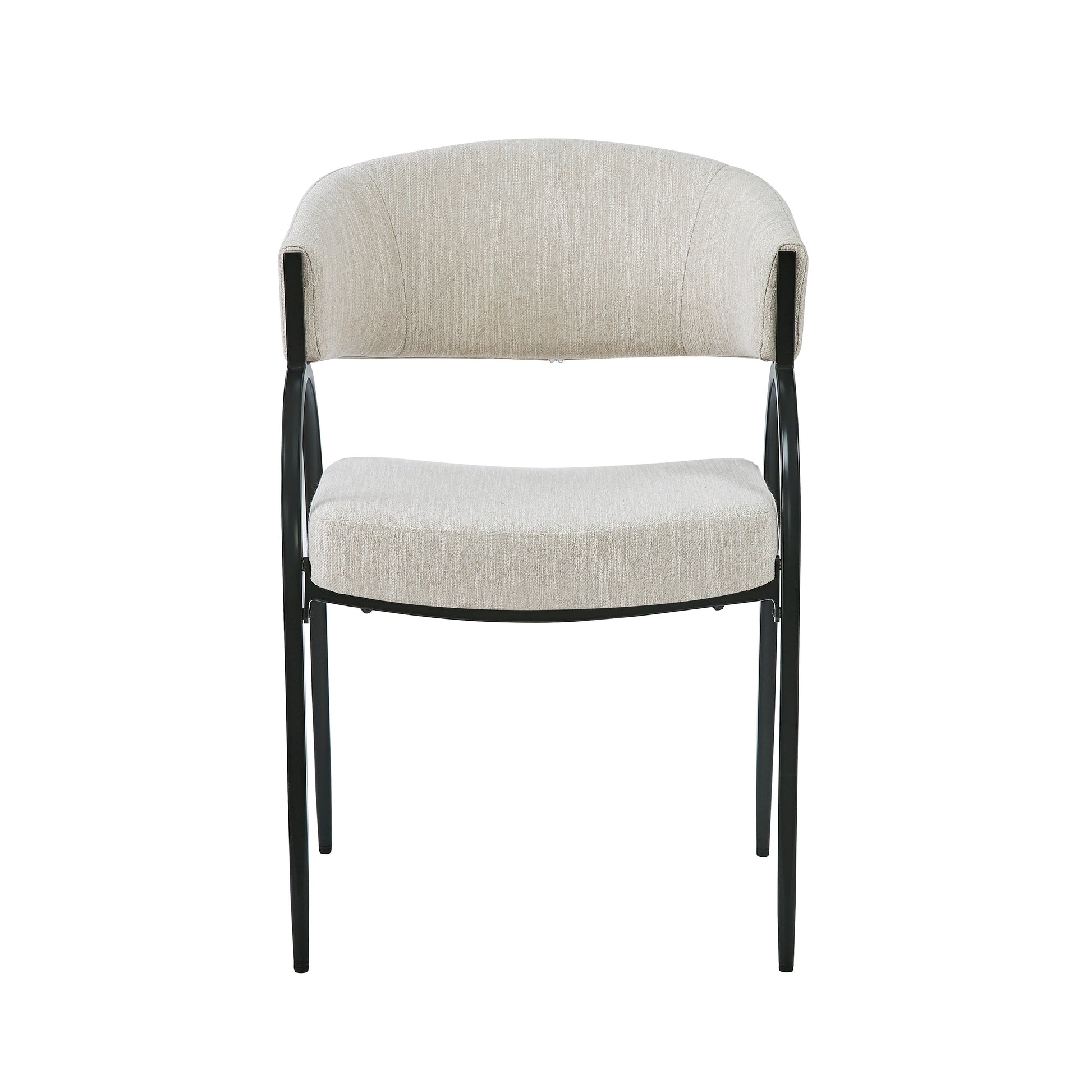 Upholstered Dining Chairs With Metal Legs Set Of 2 ,Beige Beige Fabric Metal