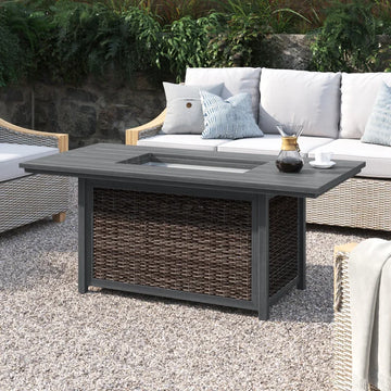 Aluminum Wicker Propane Fire Pit Table Espresso Garden & Outdoor Modern Stone Aluminium