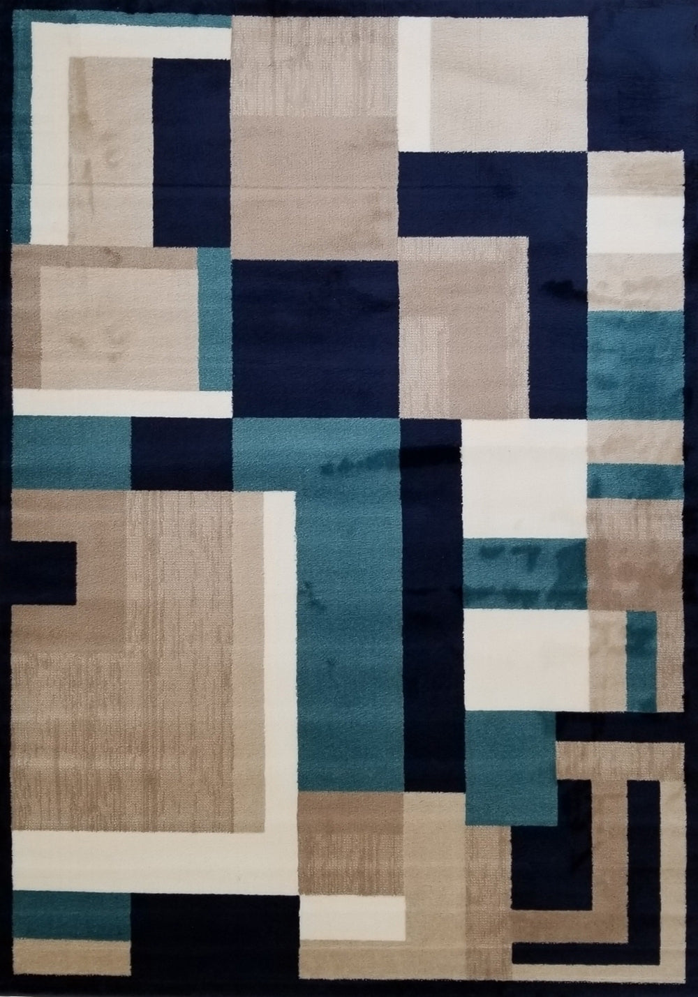 Jersey Area Rugs, Carpets For Livingroom, 5X7 Area Rugs ,3007 Blue Rectangle 5&7 Blue Contemporary Abstract Polypropylene