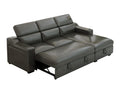 103'' Inch Convertible Sectional Sofa With Storage Chaise, Adjustable Headrests, L Shaped Sleeper Corner Sectional Sofa With A Pull Out Bed ,A Usb Charging,And A Cup Holder,Gray Light Brown Wood