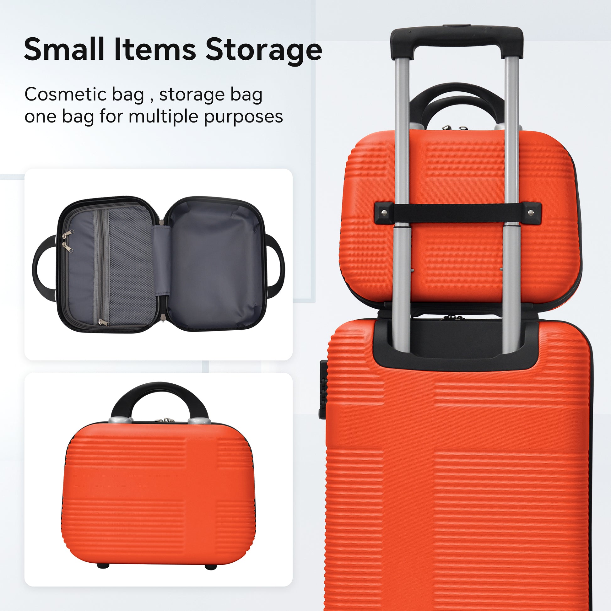 Luggage 4 Piece Set With Spinner Wheels, Hardshell Lightweight Suitcase With Tsa Lock,Checked Luggage,Orange 12 20 24 28In Orange Abs