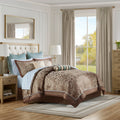 12 Piece Comforter Set With Cotton Bed Sheets Blue Brown Queen Queen Blue Brown Cotton