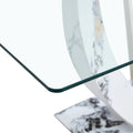 A Modern And Simple Rectangular Glass Table, Equipped With A 0.39 Inch Tempered Glass Table And Medium Density Board Legs, And Stainless Steel Support Shelves. Used In The Kitchen, Dining Room F 907 White Glass