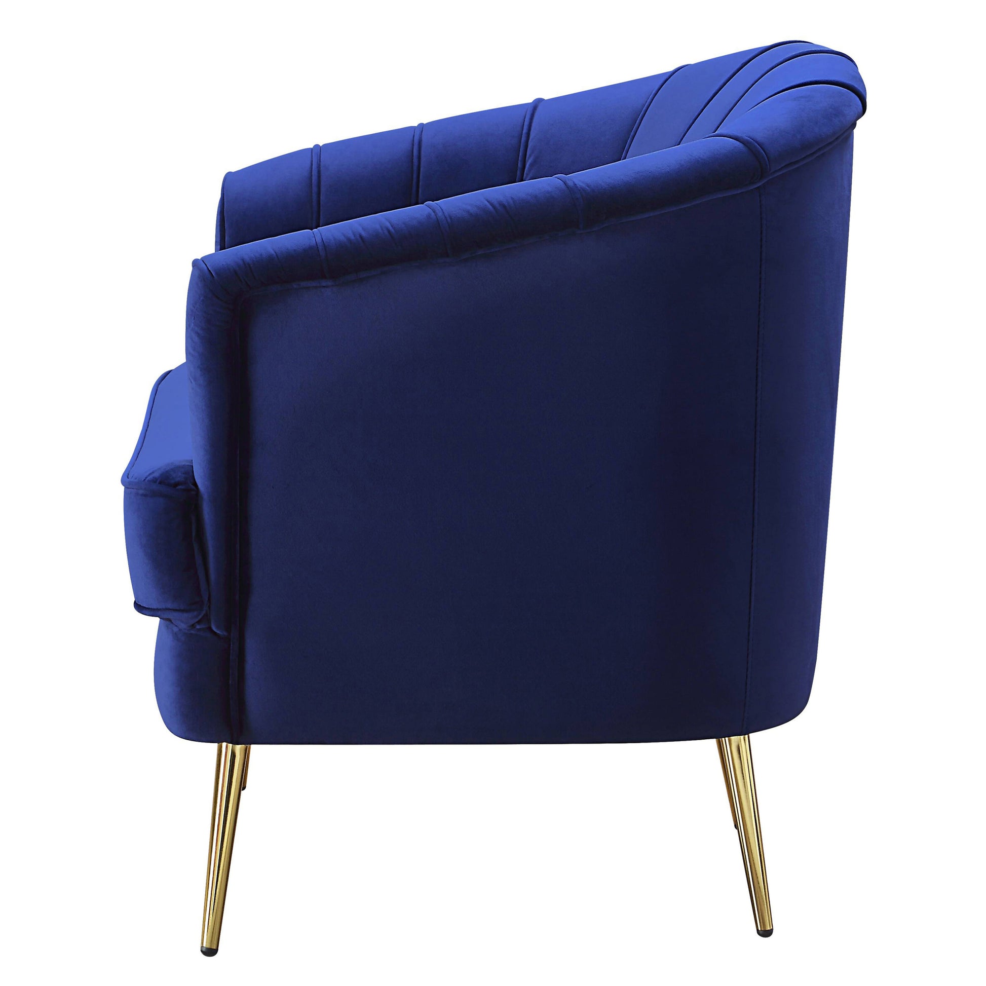 Blue And Gold Tufted Back Accent Chair Blue Primary Living Space Modern Eucalyptus Wood Fabric