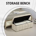 Coolmore Storage Ottoman,Bedroom End Bench,Upholstered Fabric Storage Ottoman With Safety Hinge, Entryway Padded Footstool, Ottoman Bench For Living Room & Bedroom Beige Beige Velvet Bedroom Black Internal Storage Foam Velvet