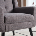 Modern Soft Teddy Material Ergonomics Accent Chair Living Room Chair Bedroom Chair Home Chair With Black Legs For Indoor Home Grey Teddy Fabric Grey Foam Upholstered