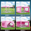 10'X10' Folding Canopy With 4 Removable Sidewalls Outdoor Event Shelter Upf 50 Gazebo Portable Tents For Parties Beach Camping Wedding Ez Pop Up Canopy 4Pcs Weight Bag Carry Bag Pink Metal