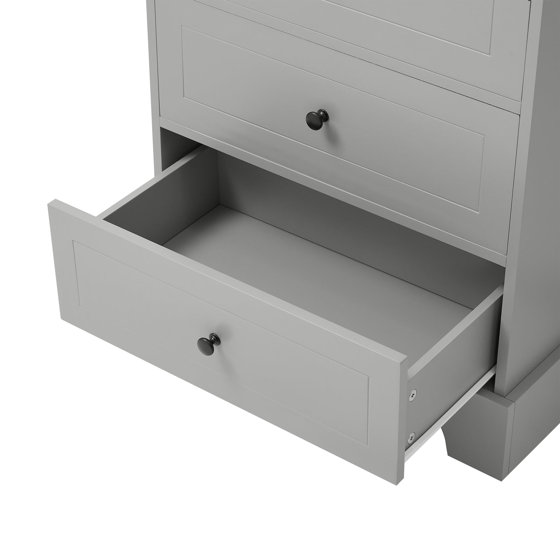 Storage Cabinet With 2 Doors And 4 Drawers For Bathroom, Office, Adjustable Shelf, Mdf Board With Painted Finish, Grey Grey Mdf