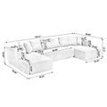 Arrived 131'' Modular Sectional Couch, U Shaped Sofachaise Lounge, Striped Fabric,Upholstered 4 Seater Couch For Living Room, Bedroom, Free Combination Sofa Corduroy ,White White Polyester Primary Living Space Soft Modern Square Arms Foam Upholstered 4