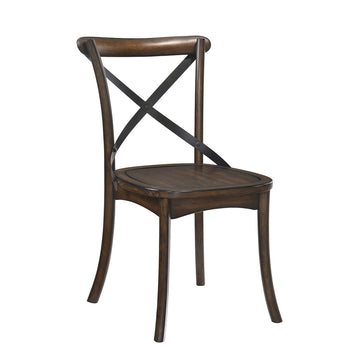 Dark Oak And Black Side Chair With X Shape Back Set Of 2 Rubberwood Solid Black Brown Dining Room Mid Century Modern Side Chair Rubberwood Cross Back Set Of 2 Wood Metal