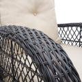 3 Pieces Conversation Set, Outdoor Wicker Rocker Patio Bistro Set, Rocking Chair With Glass Top Side Table Yes Complete Patio Set Brown Beige Seats 2 Weather Resistant Frame Fade Resistant Cushion Garden & Outdoor Retro,Vintage Complete Patio Sets Rattan