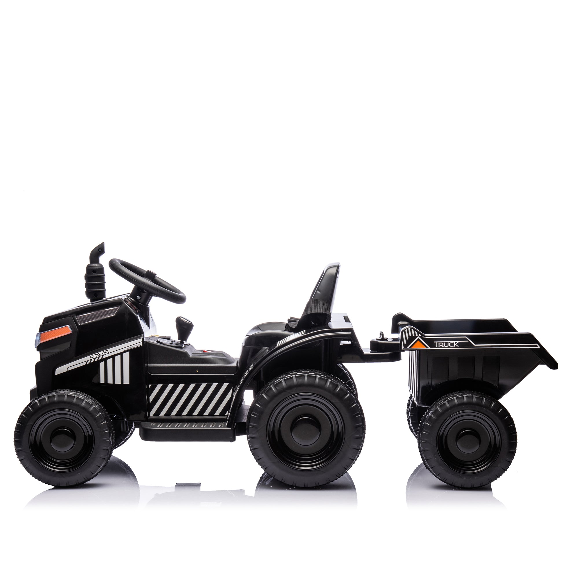 12V Kids Ride On Electric Tractor Black Knight,Kids Ride On Toy.2Wd,Non Skid Tires, Steering Wheel, Foot Pedal,With Removable Storage Tug,Light,Bluetooth,Music,Mp3,Usb,Power Display For Kids Aged 3 . Black 50 99 Lbs Polypropylene