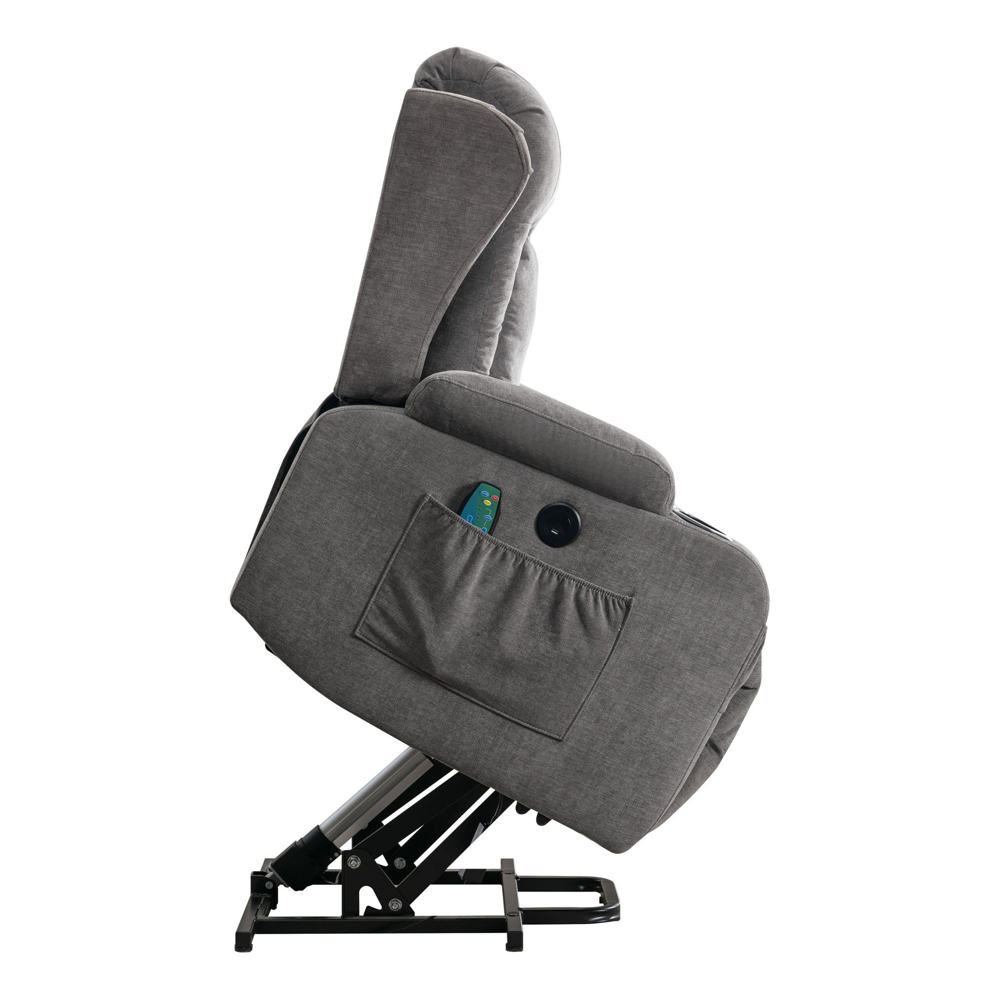 Power Lift Recliner Chair Recliners For Elderly With Heat And Massage Recliner Chair For Living Room With Infinite Position And Side Pocket,Usb Charge Port Grey Grey Power Push Button Soft Heavy Duty Cotton Wood Metal