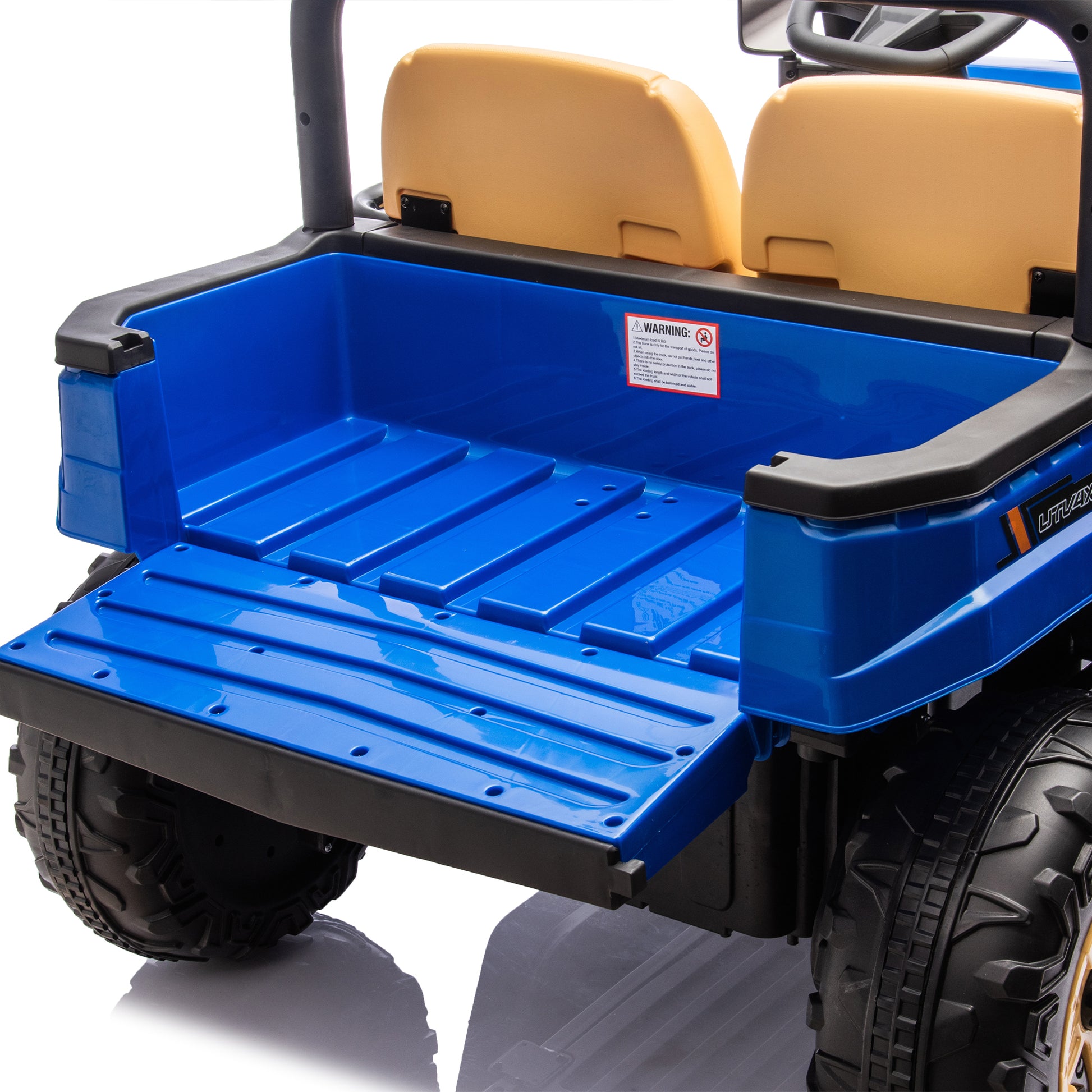 24V Xxxl Kids Ride On Utv W Parents Remote Control,Two Seater,Automatic Tipping Bucket,Rear Wheel Suspension,Slow Start,Portable Handle,Safety Belt,Led Light,Usb,Mp3,Bluetooth,Horn For Kids Aged 3 8. Blue 50 99 Lbs Polypropylene