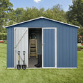 Metal Garden Sheds 10Ftx12Ft Outdoor Blue Blue Metal