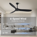 60 Inch Ceiling Fan With Remote Control Timed Lighting, Reversible Airflow And Quiet Operation For Living Room & Bedroom & Outdoor Black Modern Abs