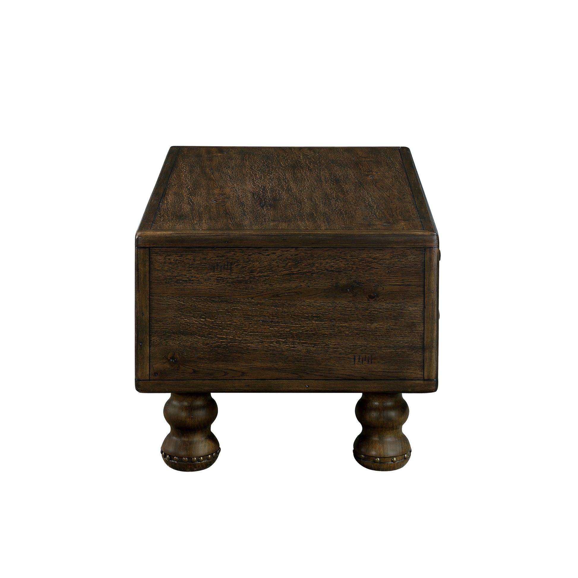 Solid Wood Rectangle Coffee Table For Living Room, 40 Inch Antique Coffee Table With 4 Drawers, Wood Center Table Tea Table With Rivet Decoration Legs.Easy Assembly, Espresso Espresso Pine