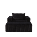 75 Inch Corduroy Sponge Sofa Lounge Chair With Removable Footrest,No Assembly Required,Fluffy Modern Sleeper Chair For Indoor Living Room Bedroom Black Foam Corduroy 1 Seat