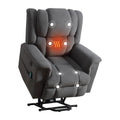 Power Lift Recliner Chair Recliners For Elderly With Heat And Massage Recliner Chair For Living Room With Infinite Position And Side Pocket,Usb Charge Port. Grey Power Remote Wood Soft Fabric