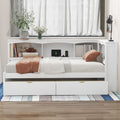 Twin Size Daybed With Two Storage Drawers, Storage Cabinets And Usb Ports, White Twin White Solid Wood Mdf